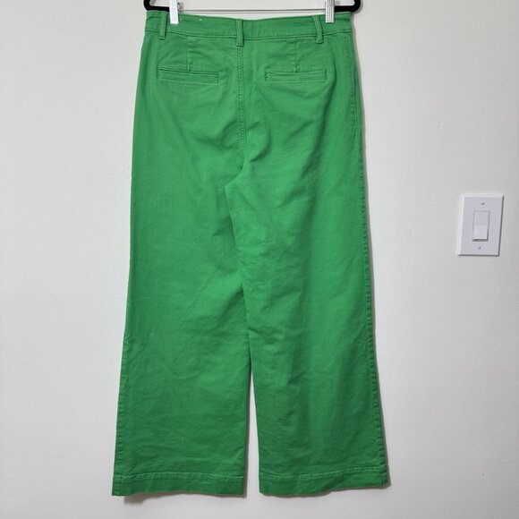 Loft The Palmer Wide Leg Twill Pants Women’s Size 10 Green High Rise Stretch - Picture 4 of 9